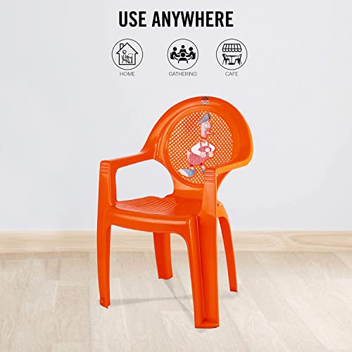 Image of Cello New Tulip Comfortable Kids Chair with Backrest for Study Chair|Play|Dining Room|Bedroom|Kids Room|Living Room|Indoor-Outdoor|Dust Free|100% Polypropylene Stackable Chairs, Orange