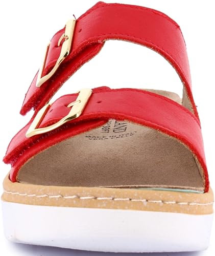 Image of GRUNLAND Women's Loafers Comfort Slipper with Double Adjustable Buckle, Removable Drysoft Leather Insole, Molded Sole and 4cm Wedge Heel
