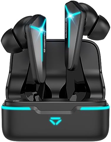 Monster Mission V1 Bluetooth Earbuds, Noise Cancelling Gaming Earbuds with Bluetooth 5.3, Cool Light Effects with Music & Game Modes, True Wireless Earbuds 48ms Ultra Low-Latency Gaming Earphones