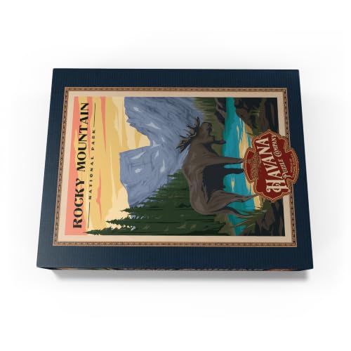 Rompecabezas MyPuzzle Parque Nacional Rocky Mountain - Alce al Amanecer en las Montañas Rocosas, Cartel Vintage de Viaje - Rompecabezas de 500 Piezas de Alta Calidad para Adultos miniatura 4
