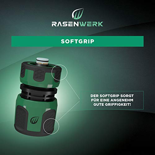 RASENWERK, Garden Hose Connector with Aquastop for 1/2 and 5/8 Inch Hose, Water Stop Premium Hose Connector - Image 4