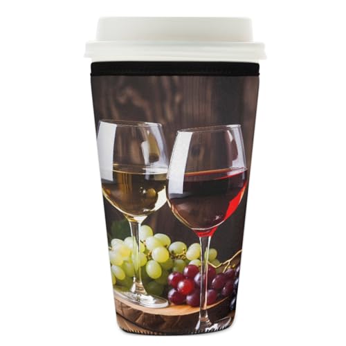 Mexpekil Funda reutilizable para copa de vino tinto para café helado para bebidas frías y calientes, funda de neopreno aislada para bebidas, se adapta a 26 a 28 onzas