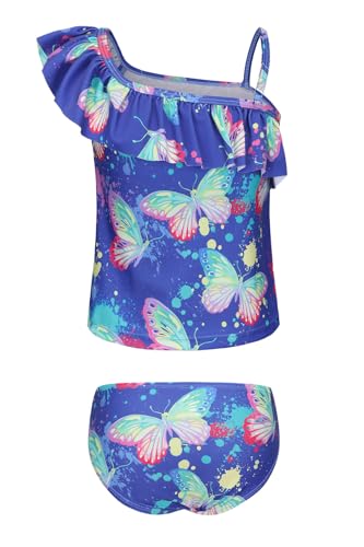 Image of Girls Two Piece Swimsuits Hawaiian Ruffle Tankini Swimwear Bathing Suit Set