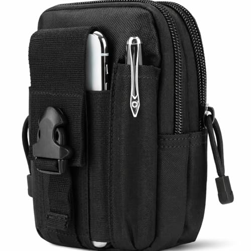 GOCART WITH G LOGO Men's Outdoor Tactical Waist Bag EDC Molle Belt Waist Pouch Security Purse Phone Carrying Case (Black)