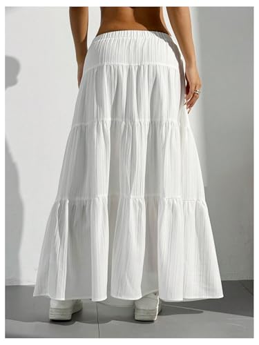 GORGLITTER Women's Plus Size Flowy Flared A Line Maxi Skirts Elegant Tiered Layer Boho Coquette Long Skirts2