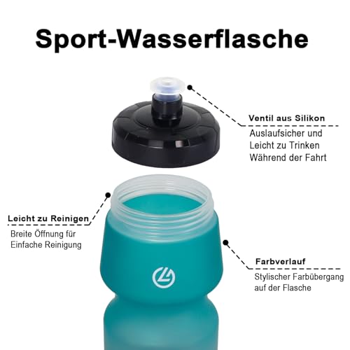 GLEKGLEK Fahrrad Trinkflasche 750ml, Geruchsfrei Sport Trinkflasche für Fitness Radfahren Wandern Schwimmen (Schwarz Weiß & Grün Schwarz) – Bild 5
