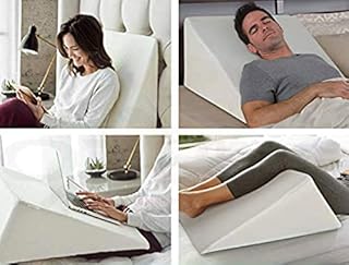 Large Wedge Pillow Orthopaedic Acid Reflux, Reduce Snoring Back Neck Leg Pain Anti Allergies, Heartburn, Maternity Pregnancy Support Quilted / Washable Zip Cover.