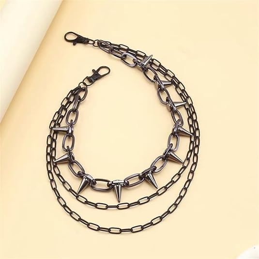 Rivet Layered Pants Chain for Women Men Punk Gothic Silver Spike Jean Belt Trousers Chains Harajuku Street Wallet Pocket Keychains Waist Pocket Cool Stylish Hip Hop Rock Biker Goth Body Accessories Gifts3