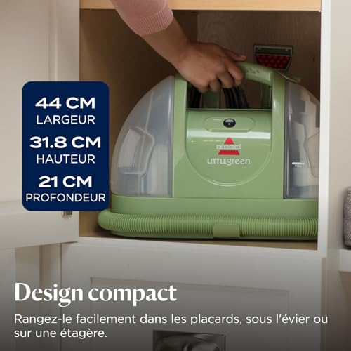 BISSELL Little Green, Shampouineuse Canapé, Moteur Puissant de 340W, Design Compact, Idéal pour Taches & Saletés Quotidiennes, Nettoyeur pour Tapis, Moquettes, Meubles, Tissus, Voiture & Plus, 4098N