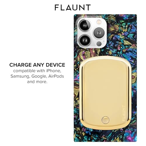 Image of Flaunt 5000mAh Wireless Battery Pack with USB-C Port - Metallic Gold | Slim Portable Power Bank - Compatible for MagSafe and Wireless Charging for iPhone, Smartphone, AirPods, Headphones, and More