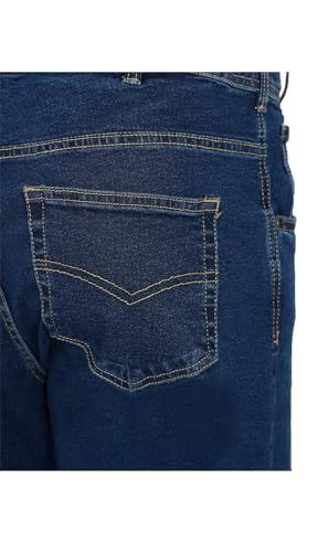 Mens Flex Waist Jeans Pants with Hidden Expandable Elastic Waist in a Relaxed Straight Leg fit in Denim Blue and Plus Sizes3