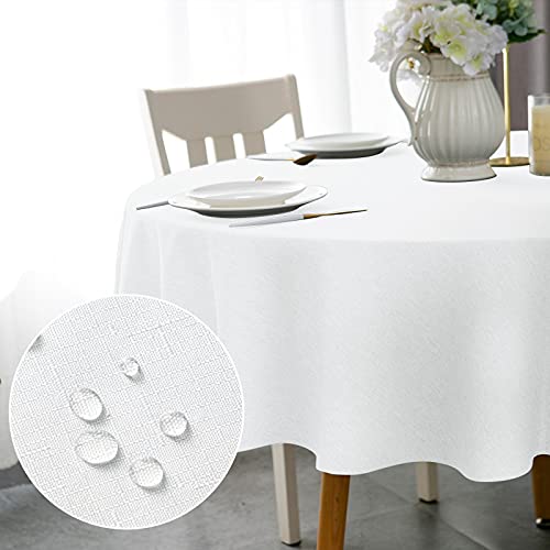 Tischdecke Rund Tischwäsche 100% Polyester Weiß Bankett Tischtuch 90cm