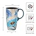 Topadorn 17 Oz Ceramic Travel Mug with Handle, Splash-Resistant Slider Lid, Suitable for Coffee and Tea, Microwave & Dishwasher Safe, Flowers & Butterflies