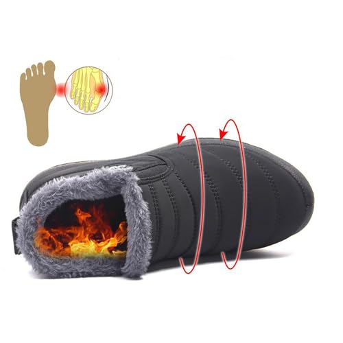 gassi schuhe damen wasserdicht Winterschuhe Damen Warme Wasserdicht Winterstiefel Gefüttert Reißverschluss Plush Gefütterte Schneestiefel Winter Kurzschaft Rutschfeste Stiefel Weitschaft Schwarz 38