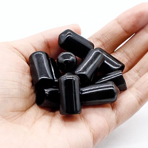 Image of Hordion 100Pcs 0.35 Inch Rubber End Caps, 9mm Round Rubber Caps | Screw Thread Protectors, Black Bolt Screw Vinyl Caps, Round Tube Bolt Cap Cover Thread Protectors Safety Cover