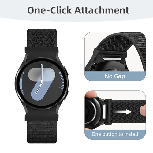 Maledan Pulseira esportiva de nylon macio com um clique, para Samsung Galaxy Watch 7, Samsung Watch