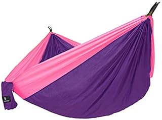 SONGMICS Hamak, ultralekki, przenośny i przepuszczający powietrze, dla 2 osób, wykonany z nylonu spadochronowego, 275 x 140 cm, z mocowaniem premium, do podróży, na kemping, do ogrodu, GDC14PK