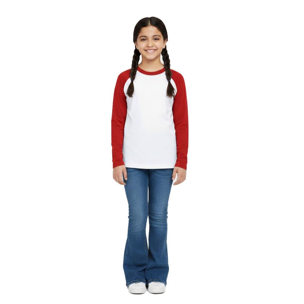 A2z 4 Kids Boys Red Raglan T Shirt Long Sleeve Crew Neck Casual Top For Youth