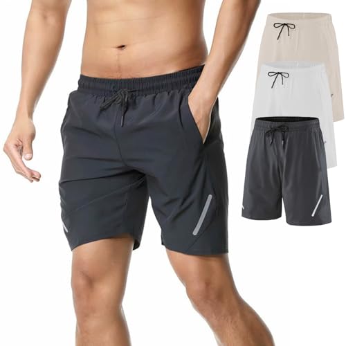Recopilación de Pantalones cortos deportivos para Hombre del mes. 50 Jesir Paquete de 3 Pantalones Cortos de Entrenamiento Secado rápido para Hombre con Bolsillos,Correr,Gimnasio,Ejercicio (MX/US, Alfa, Mediano, Regular, Regular, Blanco + Gris +...