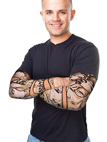 Boao 20 Pcs Temporary Tattoo Sleeve for Men Women UV Sun Protection Sleeves Arm Compression Sleeves for Sport Cycling Fishing2