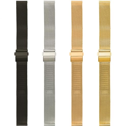 Bracelet de montre en acier inoxydable maille de 16mm à 22mm avec boucle pliante - 4