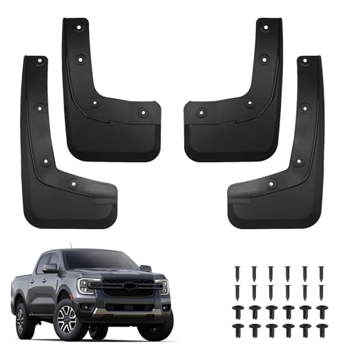 Peleus Upgraded Mud Flaps Mud Guards for Ford Ranger 2024 2025 2026 Aerodynamic Mud Flaps Splash Guards Fenders for Ranger XL, XLT, Lariat (Won't Fit Raptor) Accessories Set of 4 Mudguards Mudflaps