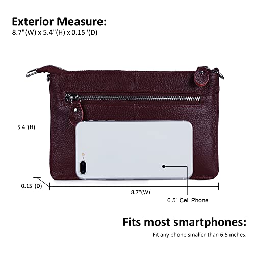 Image of befen Genuine Leather Wristlet Clutch Wallet Purses Small Crossbody Bags for Women with RFID Blocking Card Slots