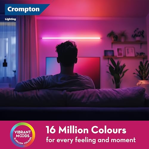 Image of Crompton Intellisense Moodflex Smart LED Batten 22W | Bluetooth Connectivity only | 16 Million Colours | Tunable White | Dimmable | Music Sync | Scheduling | App Control |Pack of 4