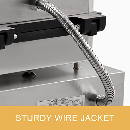 Vbenlem 110V Commercial Waffle Maker 4Pcs Nonstick 2000W Electric Waffle Machine Stainless Steel 110V Temperature And Time Control Rectangle Belgian Waffle Maker Suitable For Bakeries Snack Bar Family #TOP4