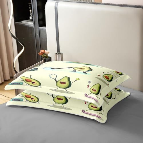Housse de couette 155x220 coton enfant avec taie d'oreiller parure de lit fruit avocat mignon - 5