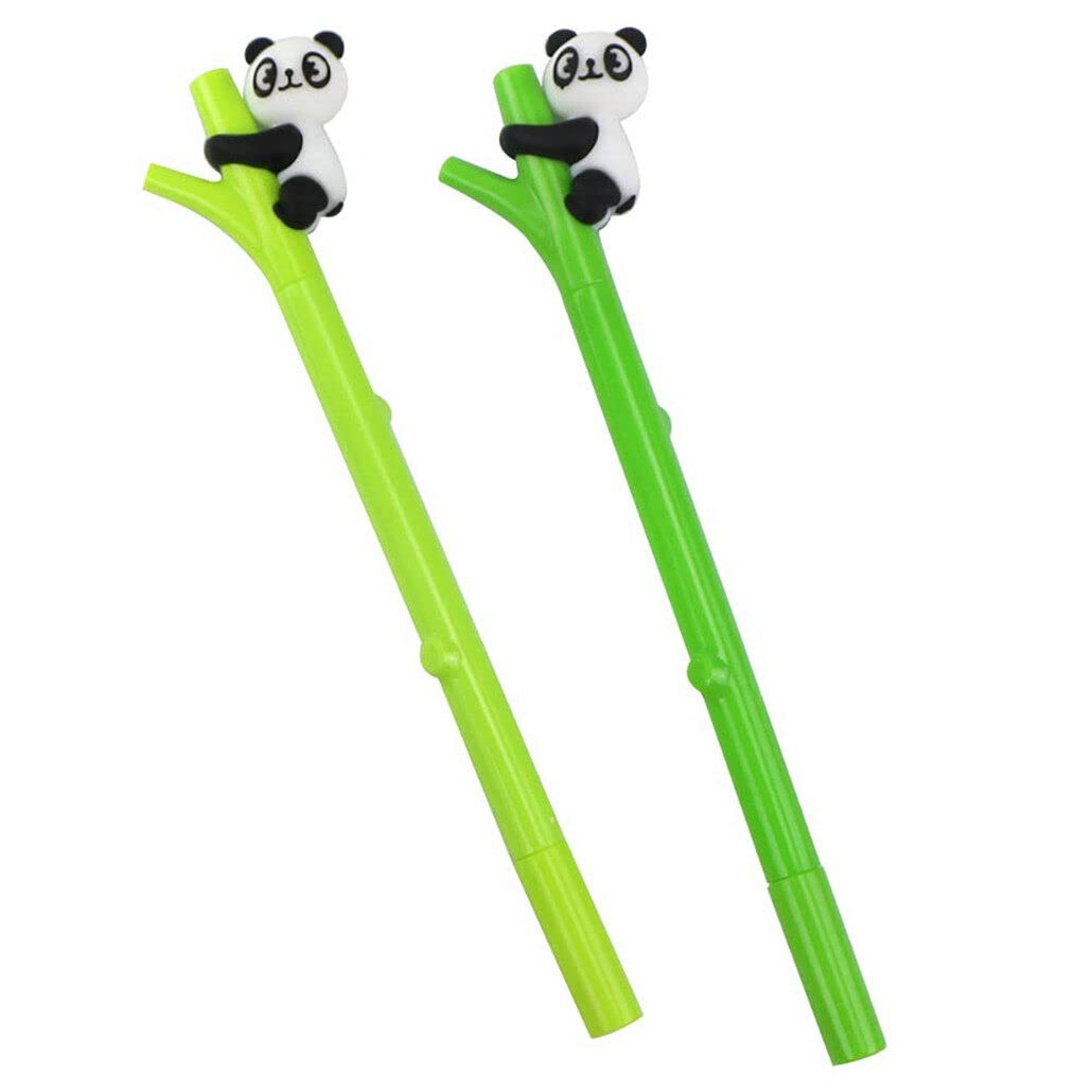 Panda - Bolígrafos de gel de tinta negra, bonitos bolígrafos kawaii de papelería para estudiantes, suministros escolares, regalos para niños y niñas, 0,5 mm, paquete de 2