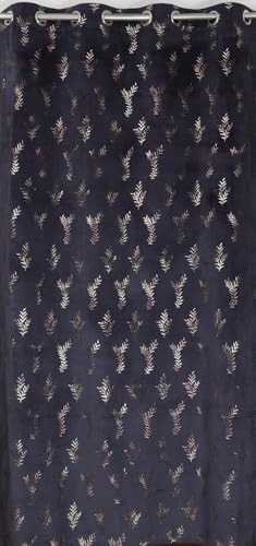 Image of Curtains 9 Feet Long for Living Room - Long Door 9ft Curtains Set 1 Pcs Panel, Velvet Blackout & Stylish Parda for Home Decor & Office Room Darkening | Blue Colour 9 feet (48 x 108 Inch) - 1 Pcs