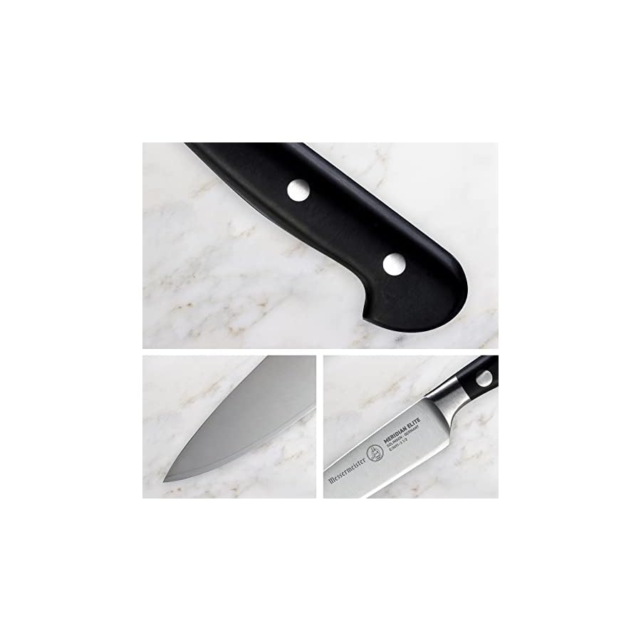 Messermeister Meridian Elite Chef & Parer Set - Includes 8" Stealth Chef's Knife & 3.5" Paring Knife - Rust Resistant & Easy to Maintain