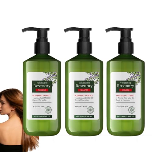 Champú orgánico de romero para el crecimiento del cabello, champú espesante, champús naturales de romero para fortalecer y espesar el cabello, sin sulfato para chev/ellos finos y escasos (3PCS)