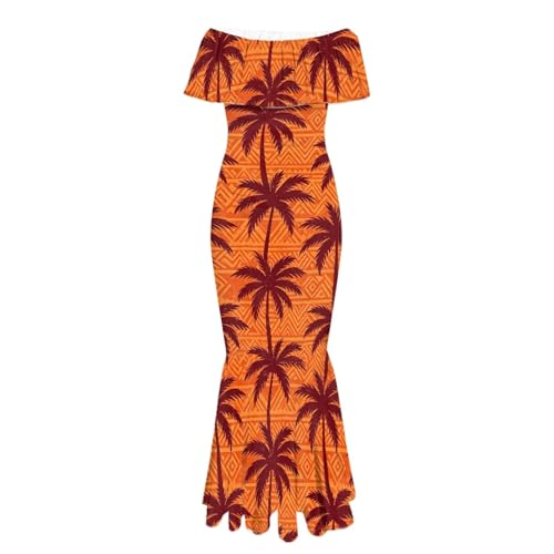 Image of Polynesian for Women S-7XL Off Shoulder Maxi Dress Hawaiian Summer Dresses