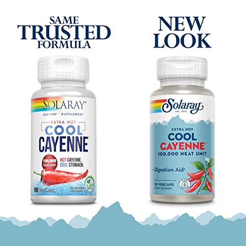 Solaray Extra Hot Cool Cayenne 100,000 Hu | Healthy Digestion, Metabolism & Cardiovascular Support | 90 Vegcaps #TOP1
