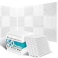 50 Pack Sound Proof Foam Panels for Walls, 2 X 12 X 12 Inches Acoustic Foam Panels, High Density Acoustic Panels Sound Absorbing, Noise Cancelling Studio Wedges, White (NOT INCLUDE ADHESIVE)