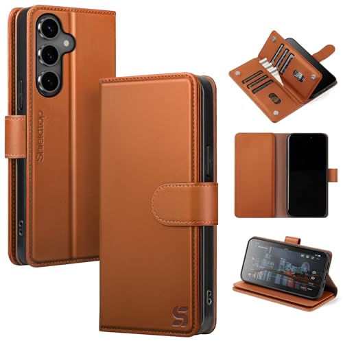 Shieldtop Compatible with Samsung Galaxy S24+ Plus Wallet Case with Card Holder Women Men RFID Blocking PU Leather Flip TPU Protective Cover Credit Card Slots Phone Case for S24 Plus Light Brown