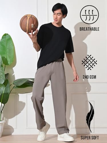 Image of FITINC Men's All-Season Relaxed Fit Track Pants | Stretchable Gym Lower with 2 Deep Zipper Pockets | Quick-Dry Athletic Joggers for Running, Workout & Yoga