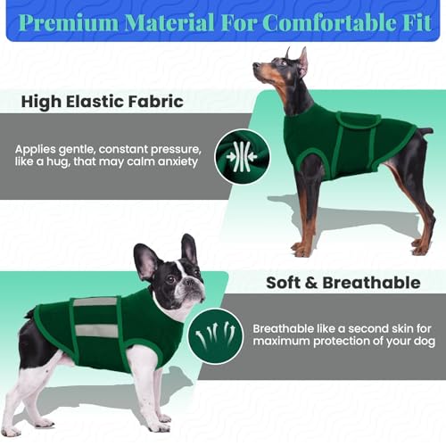 Image of MIGOHI Dog Anxiety Relief Coat,Comfort Anxiety Vest for Dogs,Adjustable Dog Anxiety Calming Wrap for Fireworks,Travel,Separation,Anxiety Jacket for Medium Dogs,M,Green