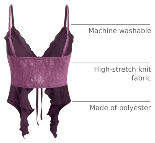 Image of CIDER Going Out Tops for Women Y2K Tie Front Lace Cowgirl Crop Tops | Asymmetrical Ruffle Hem, Spaghetti Strap, Country Concert, Western, Summer Outfits