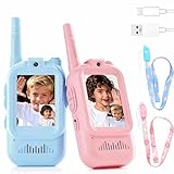Talkie Walkie Vidéo Enfant, Lot de 2 écran Couleur caméra Rechargeable 3+ Ans, 200 m portée Longue Distance, Jouet extérieur garçon Fille, Aventure Camping randonnée Cadeau Anniversaire été