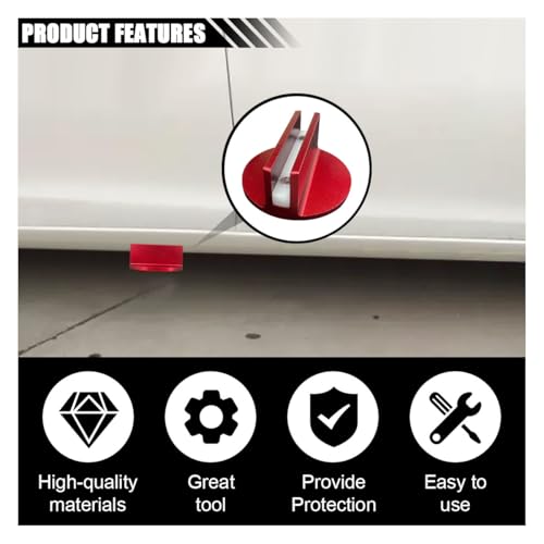 Image of 2PCS Universal Magnetic Jack Pad, 0.37 inch Slotted Aluminum Grooved Pad | Jack Puck Pinch, Pinch Weld Frame Rail Adapter with Large Slotted for Most Cars SUVs Trucks, Red