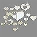 Mirror Decor, Ikevan 1 Set 15pcs 3D Acrylic Heart-Shaped Wall Stickers Plastic Removable Heart Art Decor Kids Bedroom ,Multi-Size,Silver,Peel and Stick Wall Decals