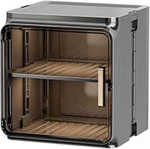 コップ 収納 卓上食器棚 ミニカップボードカウンター上収納コップ お茶碗収納ボックス 2段 3段 扉付 食器乾燥ボックス ミニカップボード カップ乾燥ラック カップラック キッチン収納 多用途収納 間仕切り収納 省スペース (ブラック,Small)