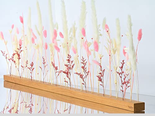 Flowerbar Trockenblumen Leiste Symphony Love, Blumenleiste mit getrocknete Blumen, Wanddeko Holz mit Pampasgras, Holzleiste Flowergram für Wohnzimmer Dekoration, Boho Deko, Tischdeko 120cm Cover