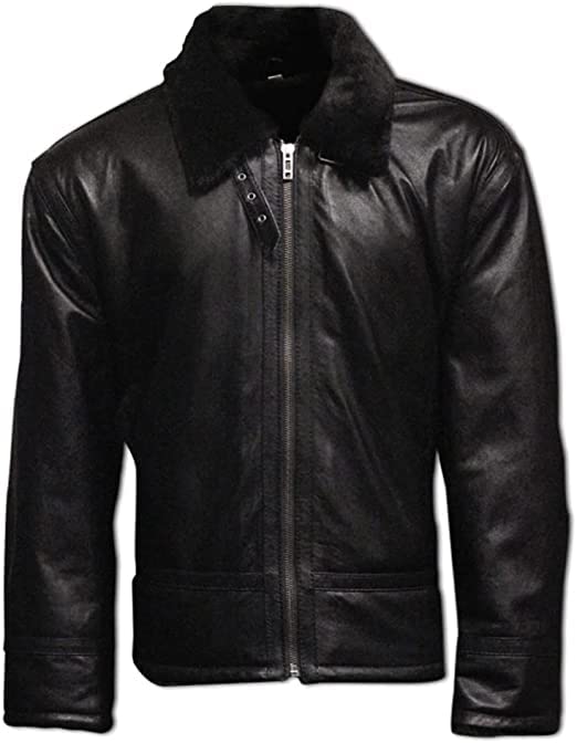 Image of Men's B3 Real Leather Aviator Bomber Jacket with Faux Shearling, RAF Winter Coat