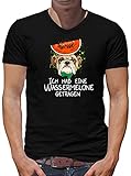 TShirt-People Ich habe eine Wassermelone getragen T-Shirt V-Kragen Herren 4XL Schwarz