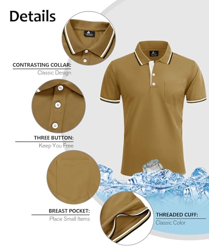 Image of ZITY Men Polo Shirts Short Sleeve with Pocket Golf Polo Wicking Shirts for Men Casual Collared T-Shirts