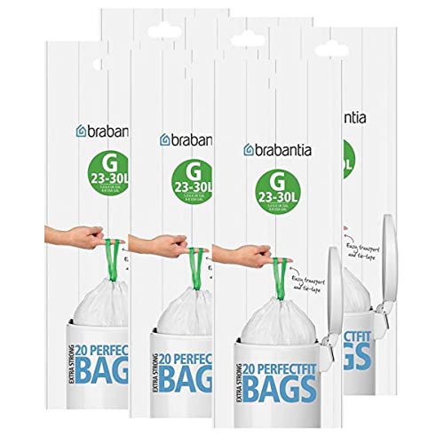 Brabantia PerfectFit G 30 Liter Bin Liners ~ 20 Ct Bags (Pack of 6)